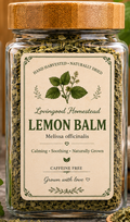 Lovingood Homestead Dried Lemon Balm - 4 oz Glass Apothecary Jar
